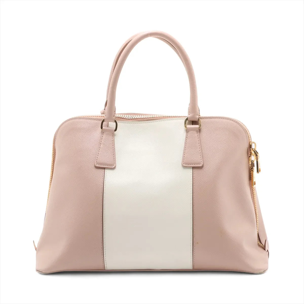 Prada Saffiano Lux Leather Two-tone Handbag Pink x White