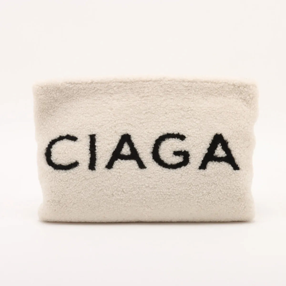 Balenciaga Shearling Clutch Bag White