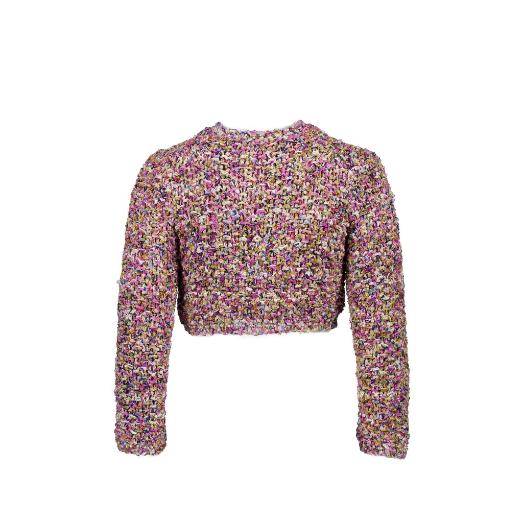 Chanel 21p Size 34 Cardigan Cotton/Silk/Pearl Purple/Multicolour