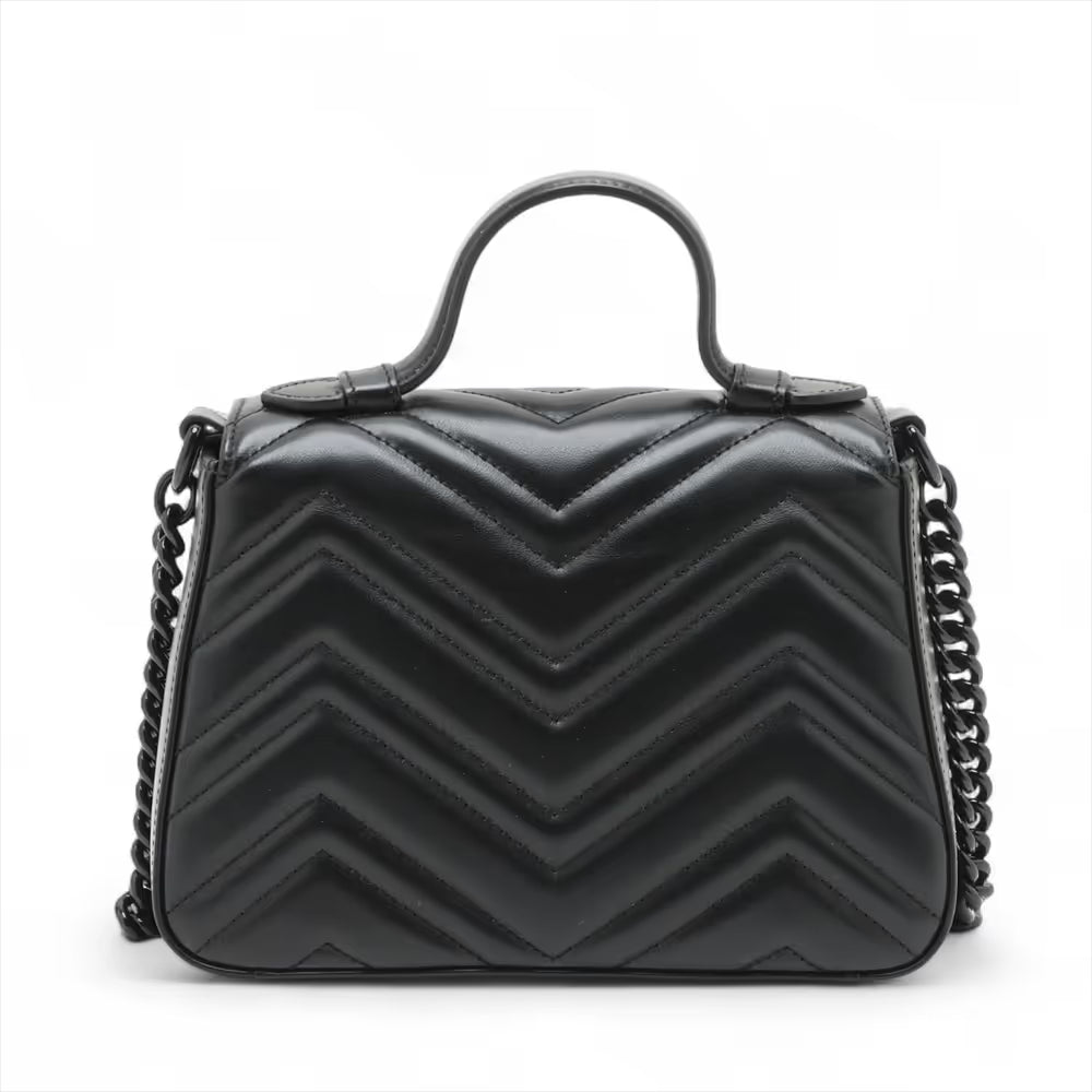 Gucci GG Marmont Leather Two-Way Handbag Black