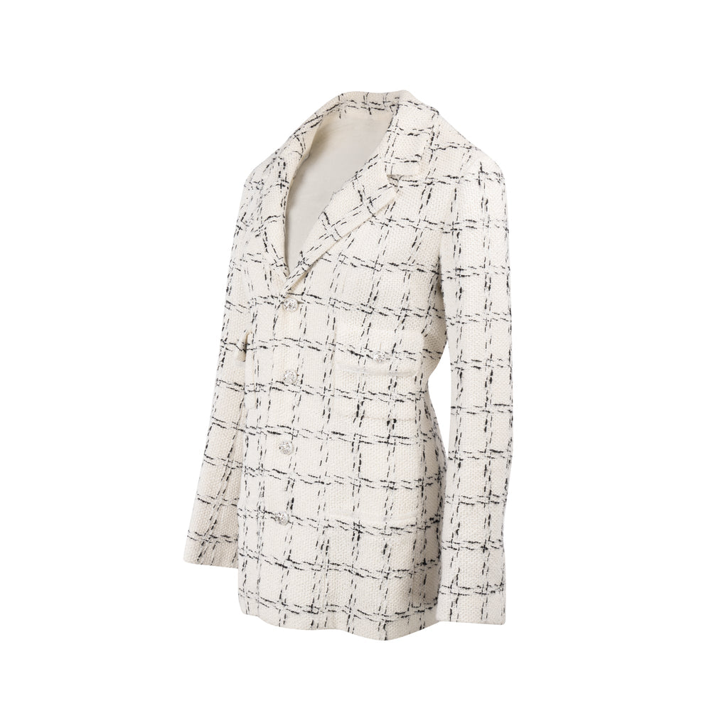 Chanel Size 40 23S Tweed Jacket Cotton White/Black