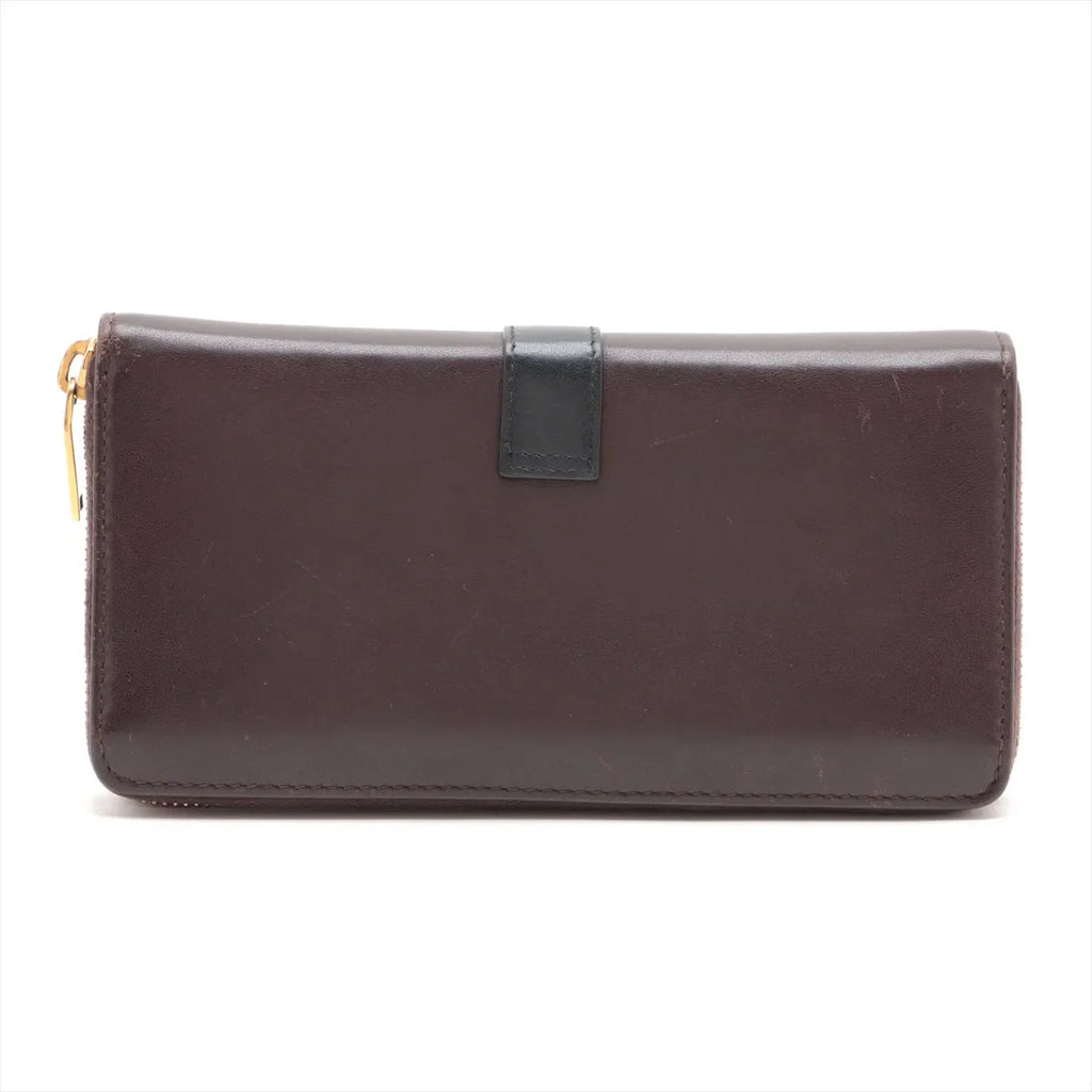 Saint Laurent Paris YSL Leather Zippy Wallet Brown