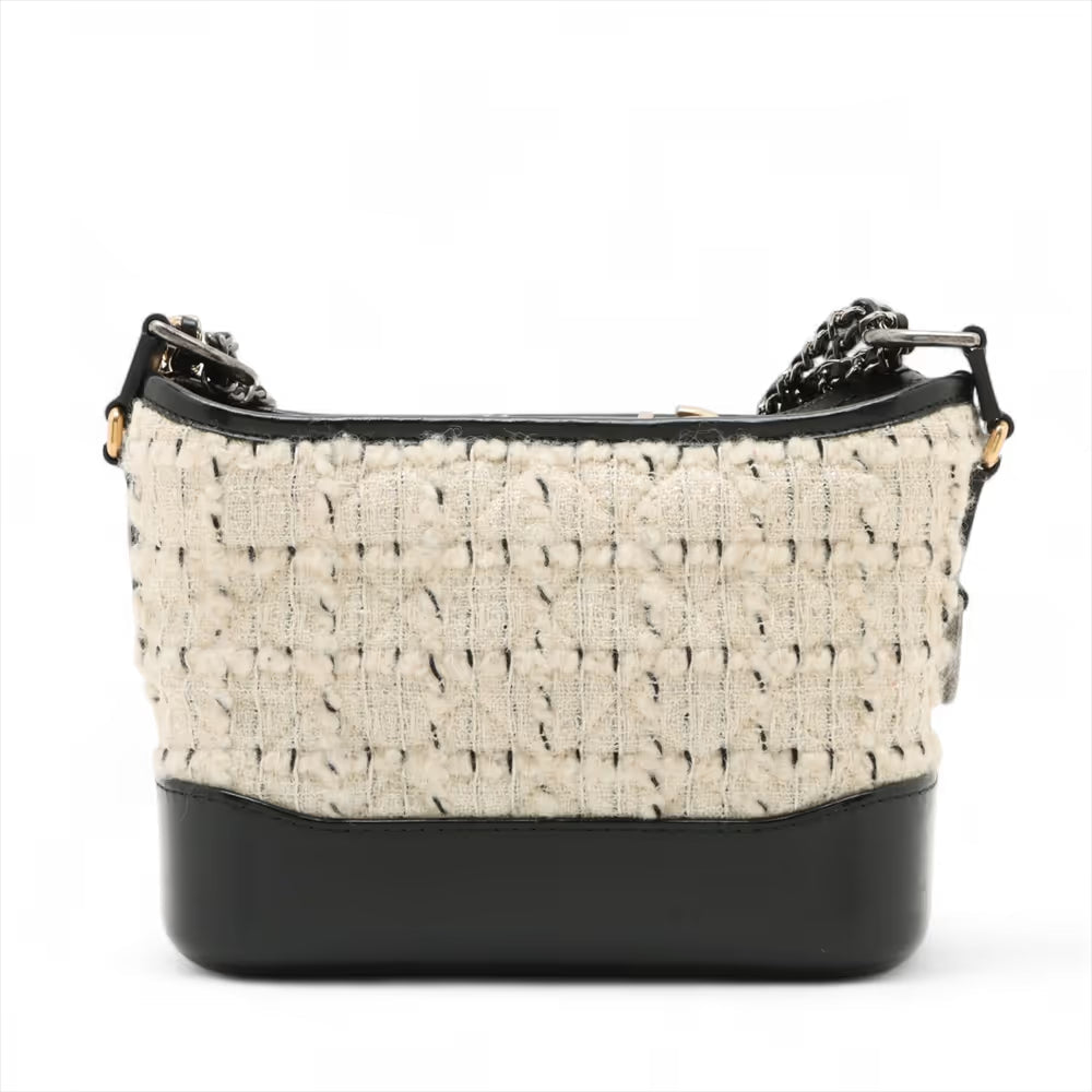 Chanel Matelasse Gabrielle Doo Tweed Leather Chain Shoulder Bag Black x White