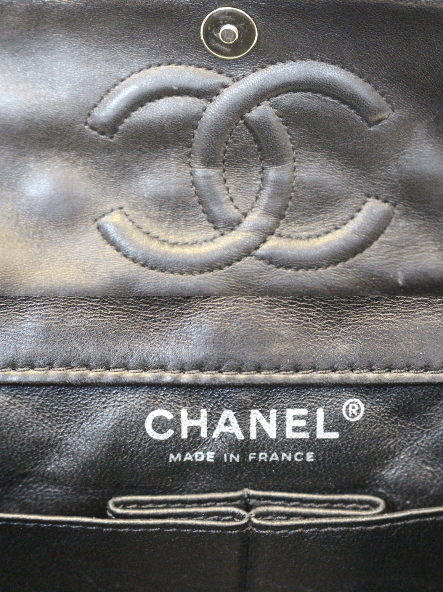 CHANEL Black/White Striped Medium Flap Shoulder Bag - Sale
