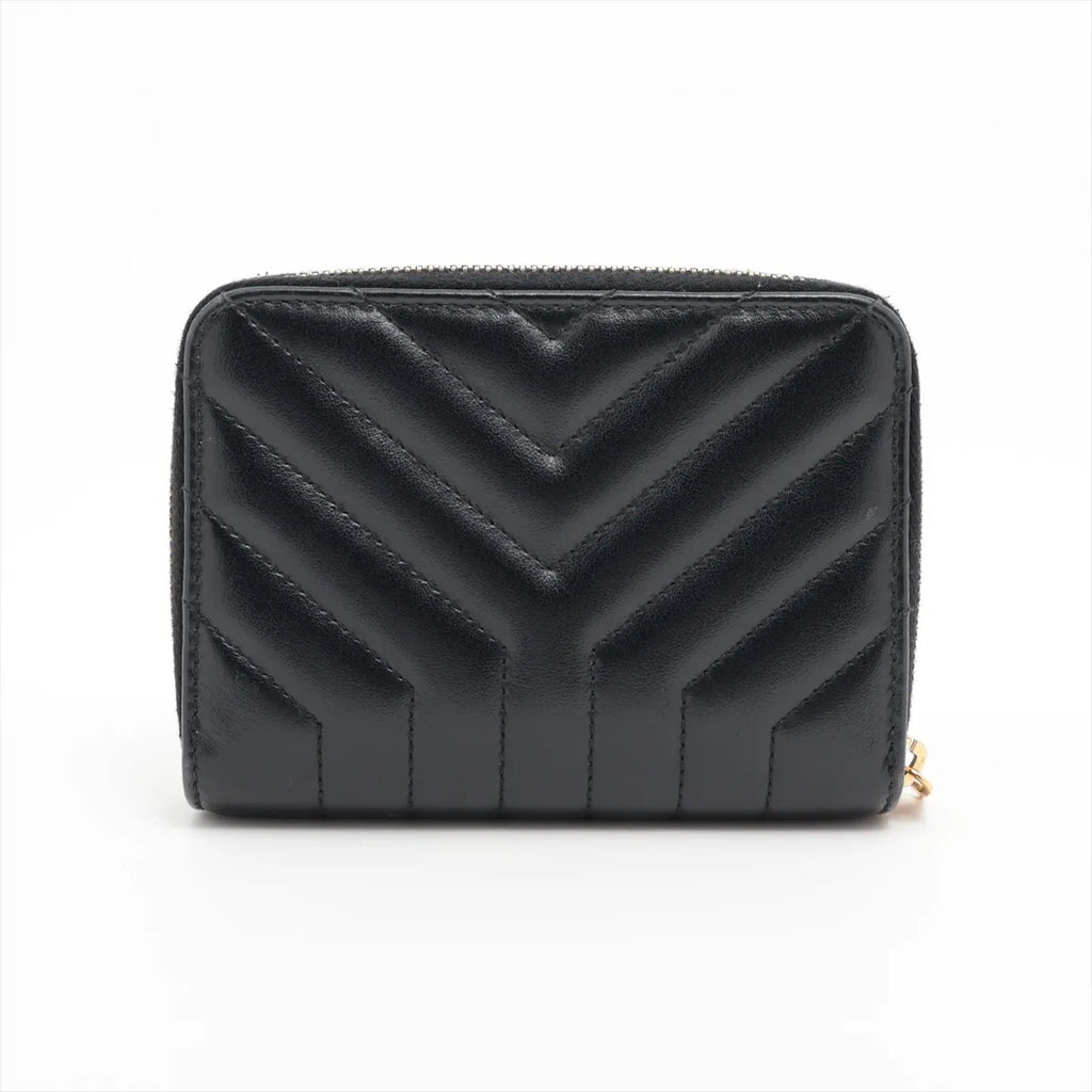 Saint Laurent Johan Leather Compact Wallet Black