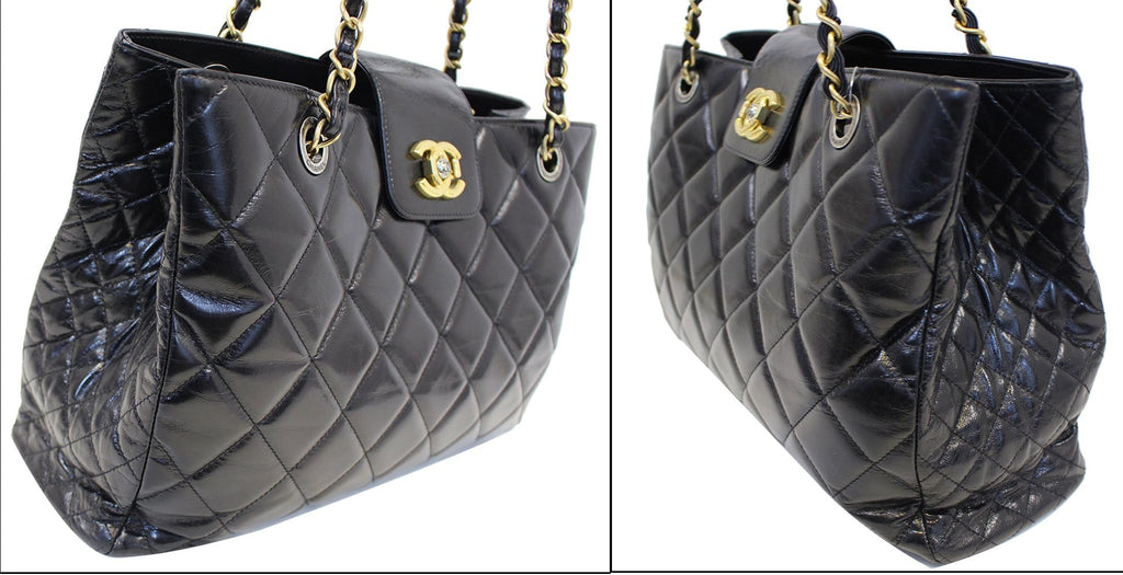 CHANEL Matelasse Black Calfskin Leather Shoulder Bag