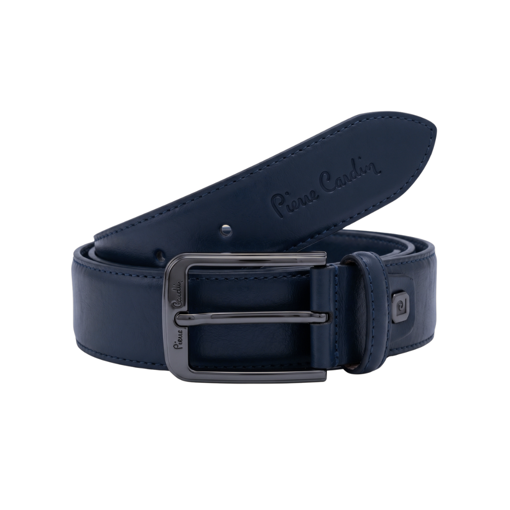 Pierre Cardin Blue Smooth Classic Black Silver D-Ring Adjustable Belt Adjustable Mens Belt-40