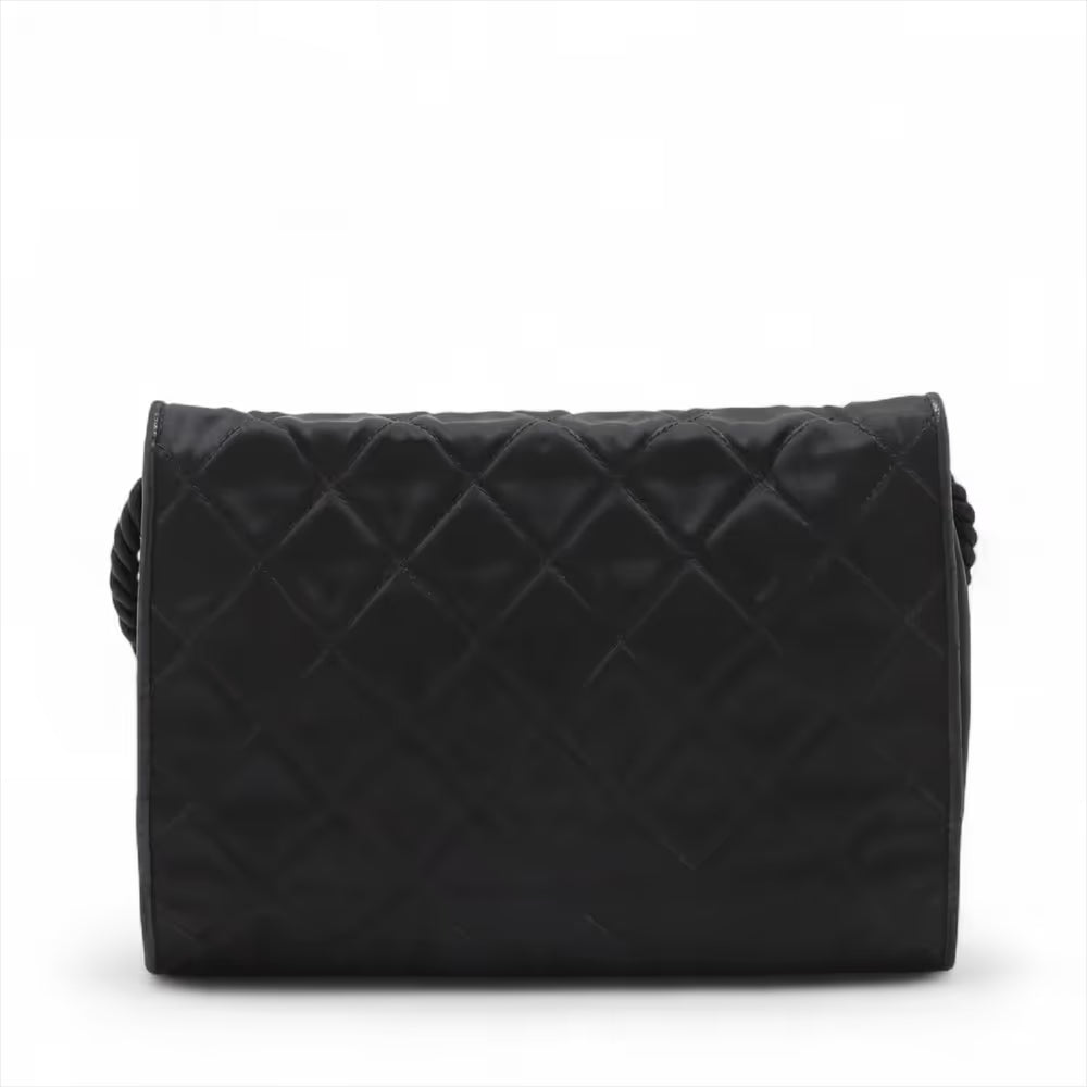 Chanel Matelasse Nylon Rhinestone Shoulder Bag Black