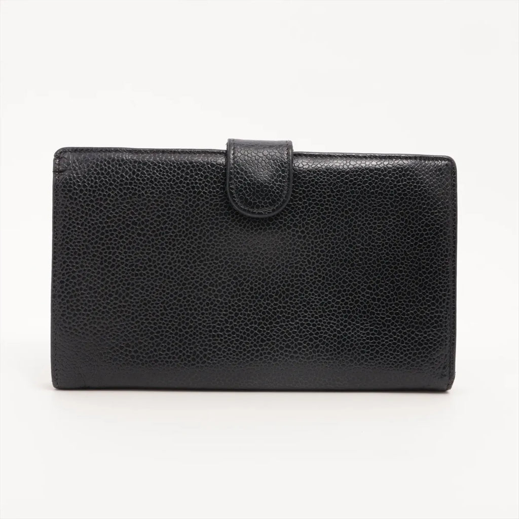 Chanel CC Logo Caviar Skin Long Wallet Black