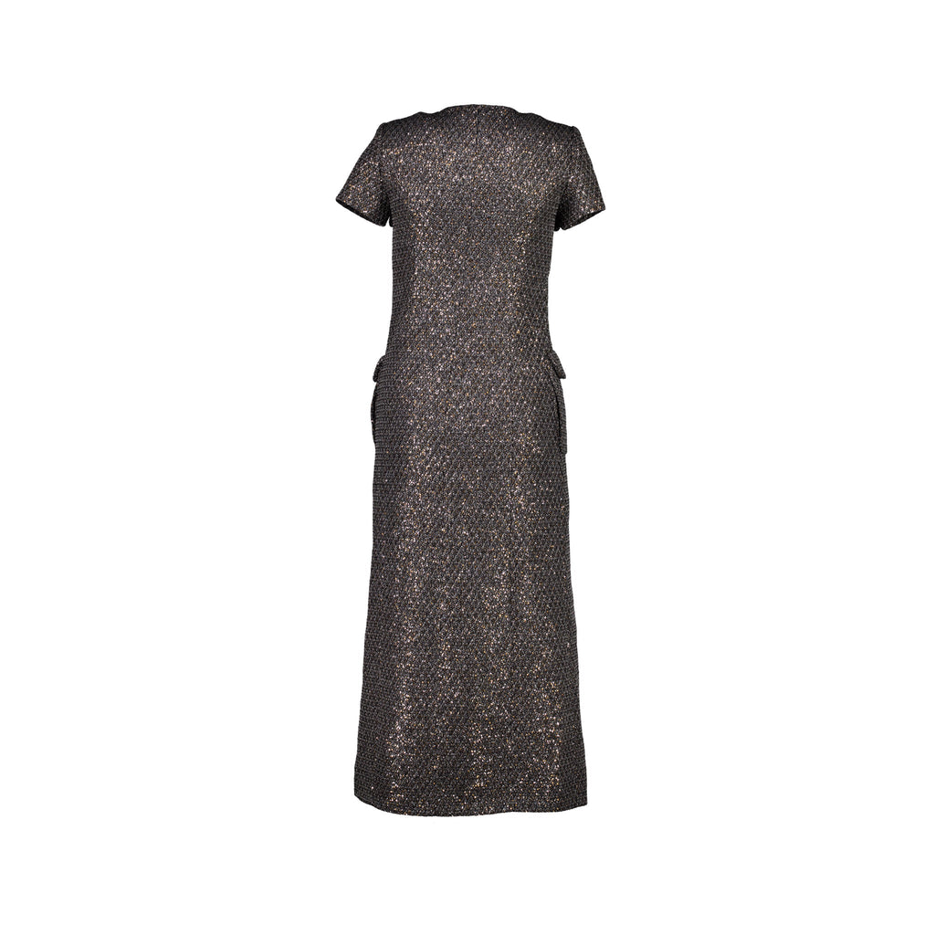 Chanel Size 34 21A Tweed Dress Polyester/Polyamide Black/Silver