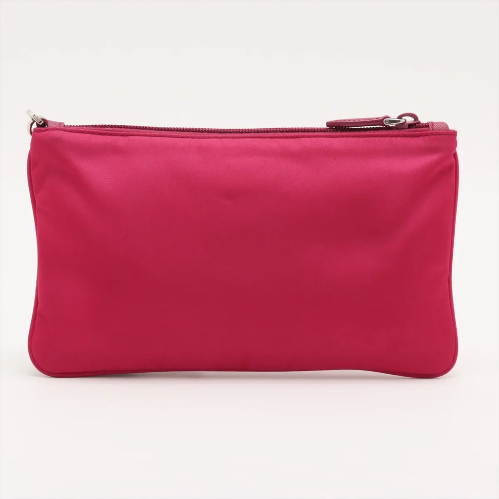 Prada Tessuto Nylon Leather Wristlet hot Pink