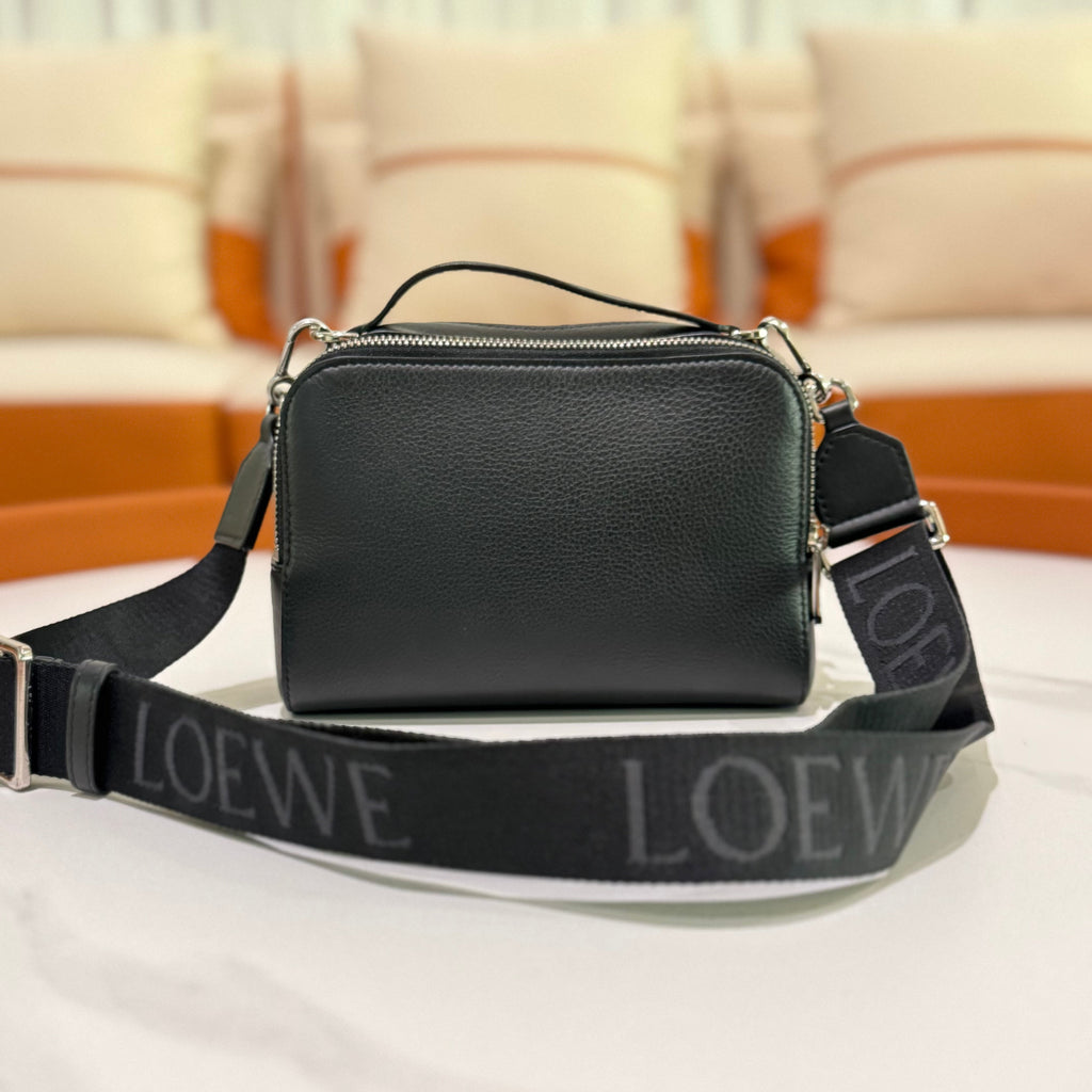 LOEWE BLACK EMBOSSED CAMERA BAG