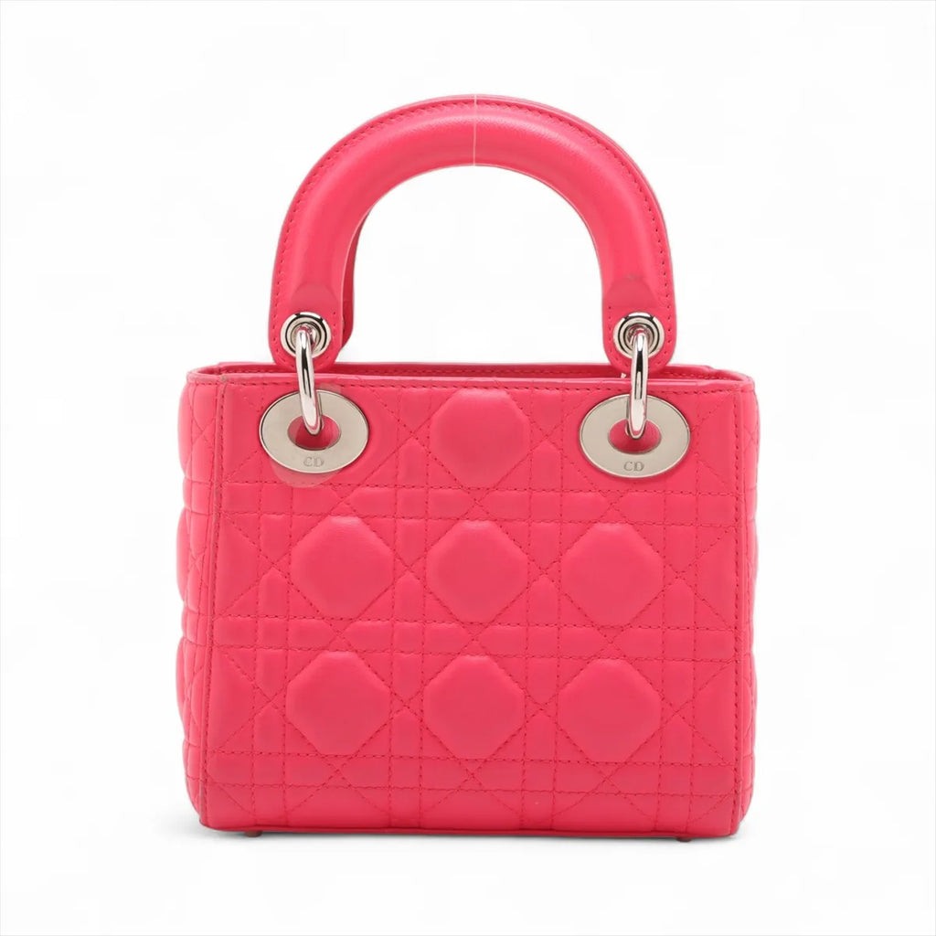 Christian Dior Lady Dior Mini Cannage Leather Two-Way Handbag Hot Pink