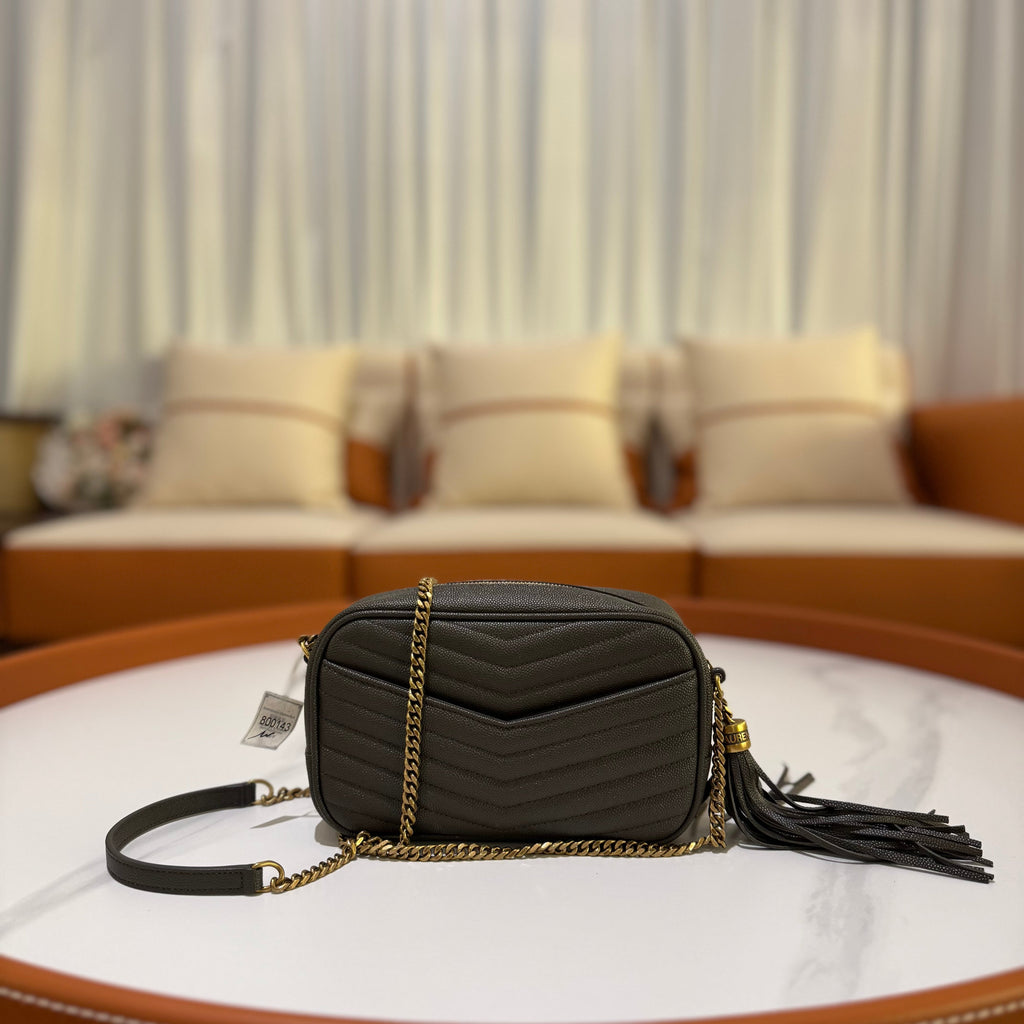 YSL MINI LOU PEBBLE CAMERA BAG WITH TASSEL