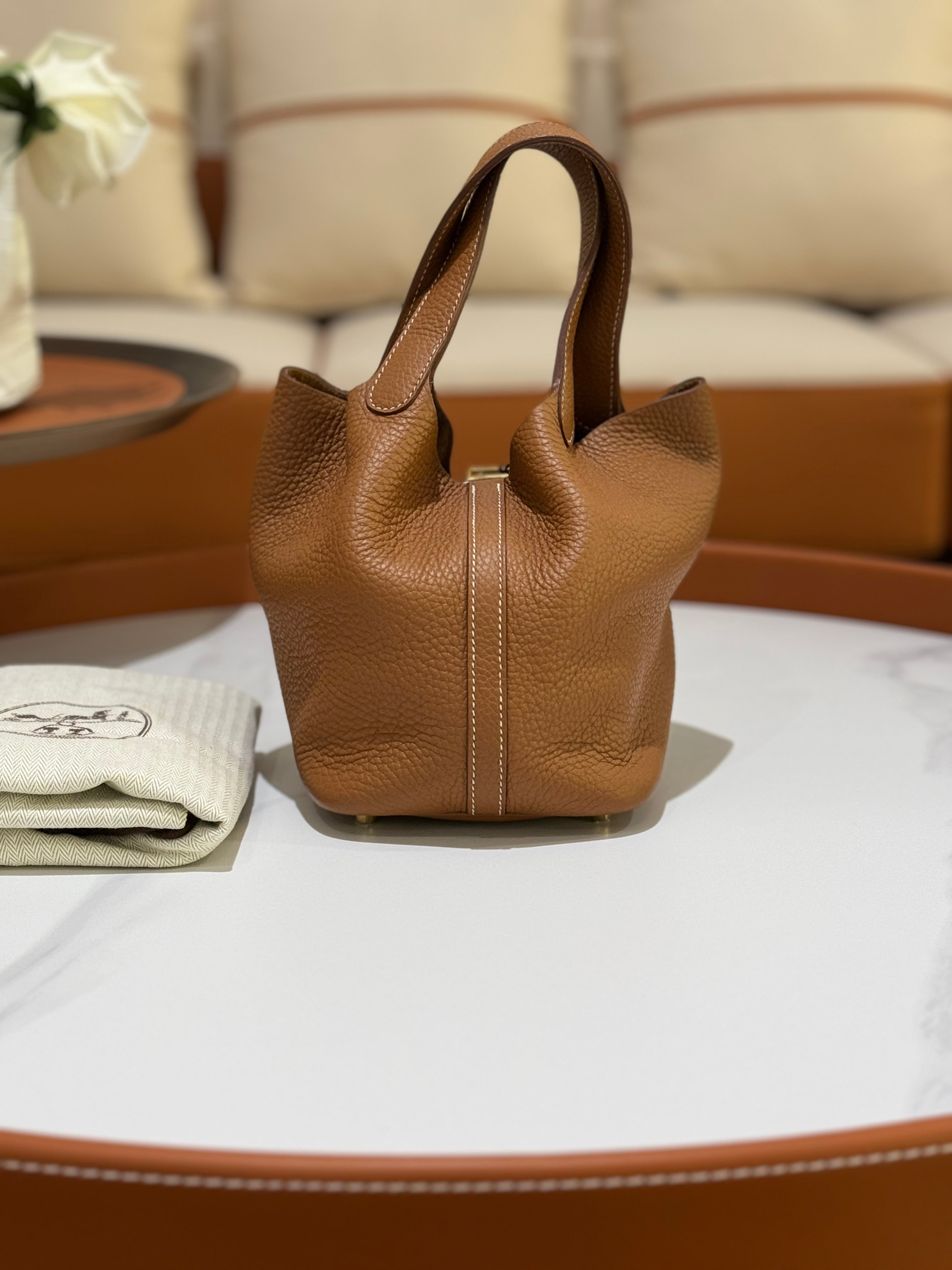 HERMES PICOTIN 18 GOLD BROWN
