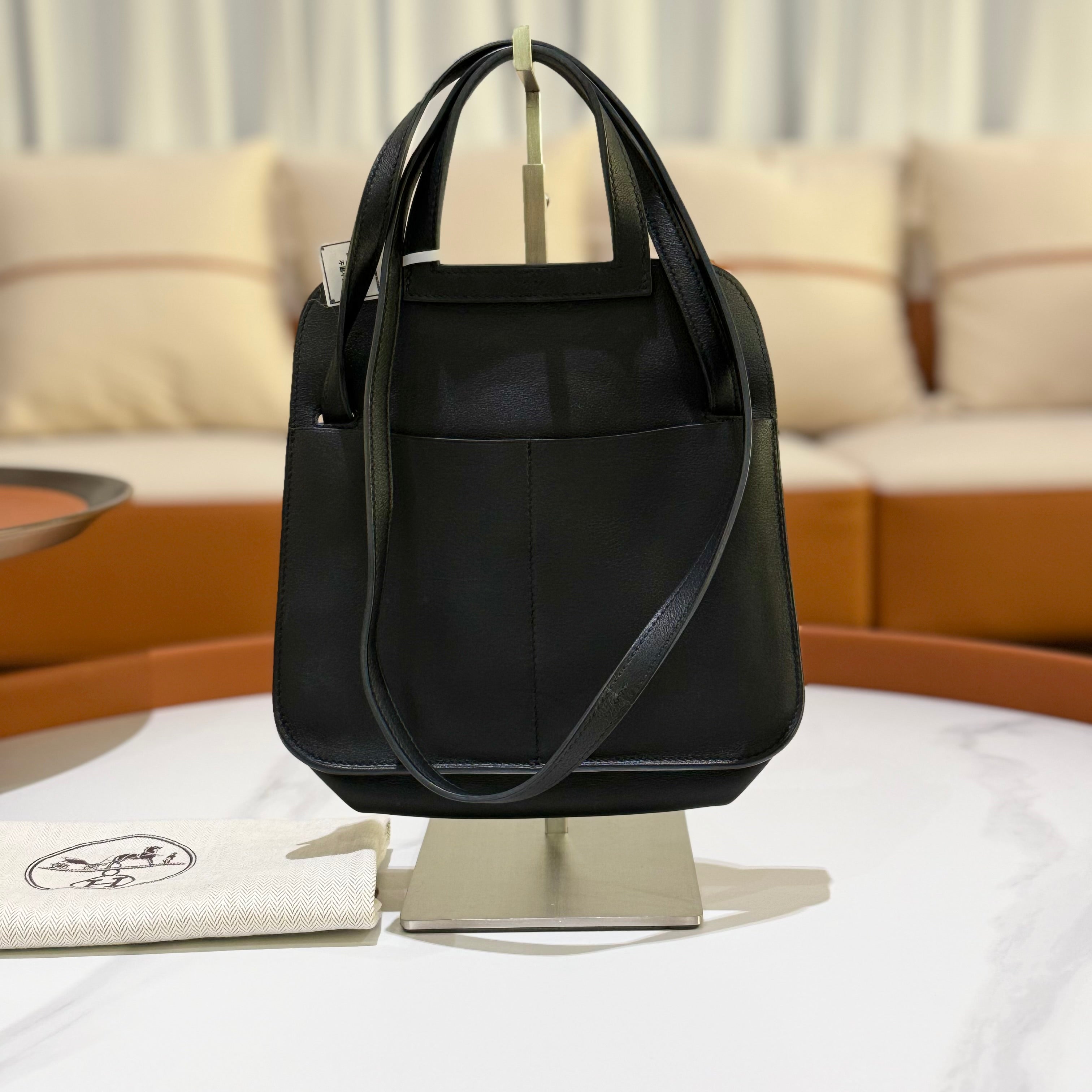 HERMES MINI HALZAN 25 SWIFT BLACK SHE STAMP A