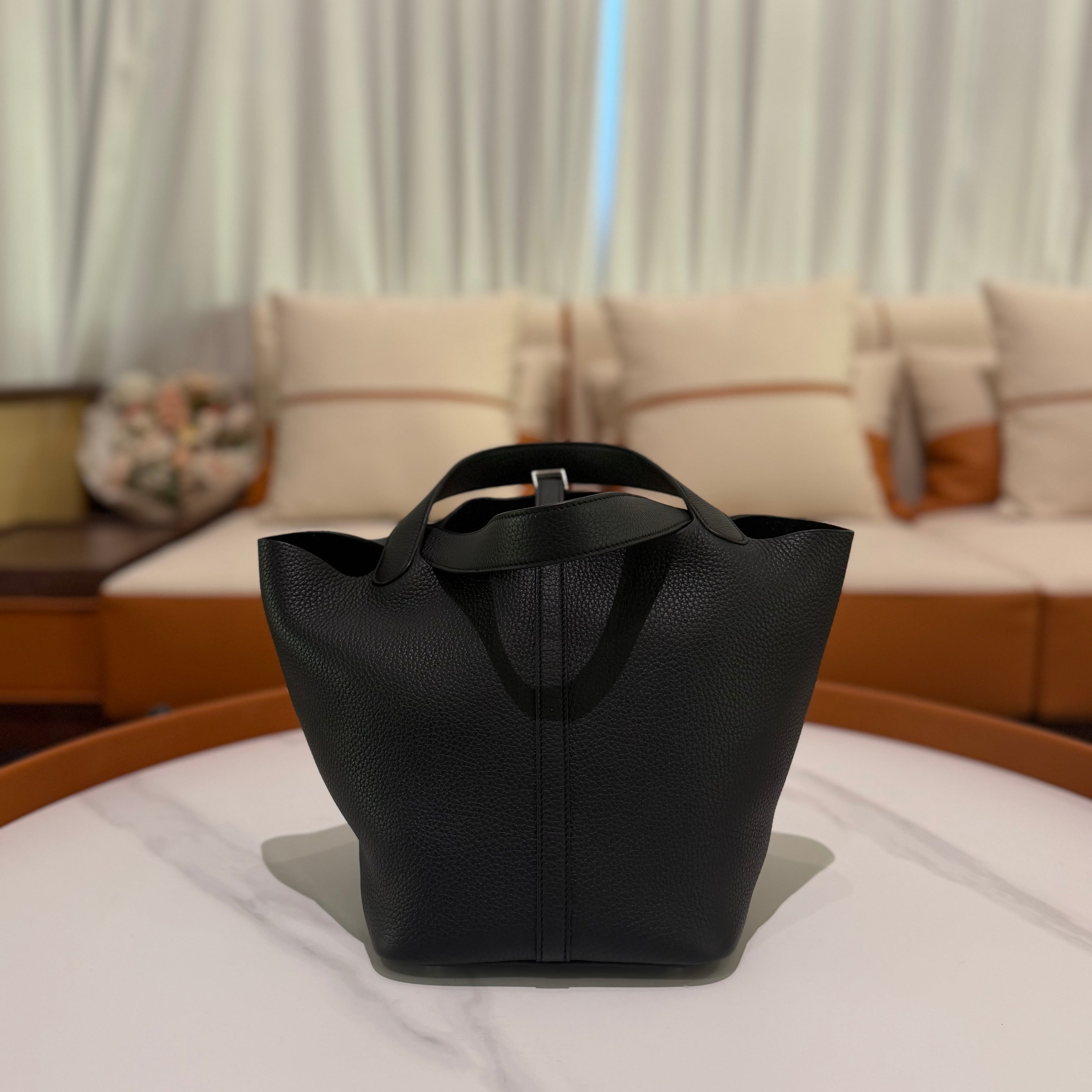Hermes Picotin 22 Black with Silver Hardware (Stamp K)