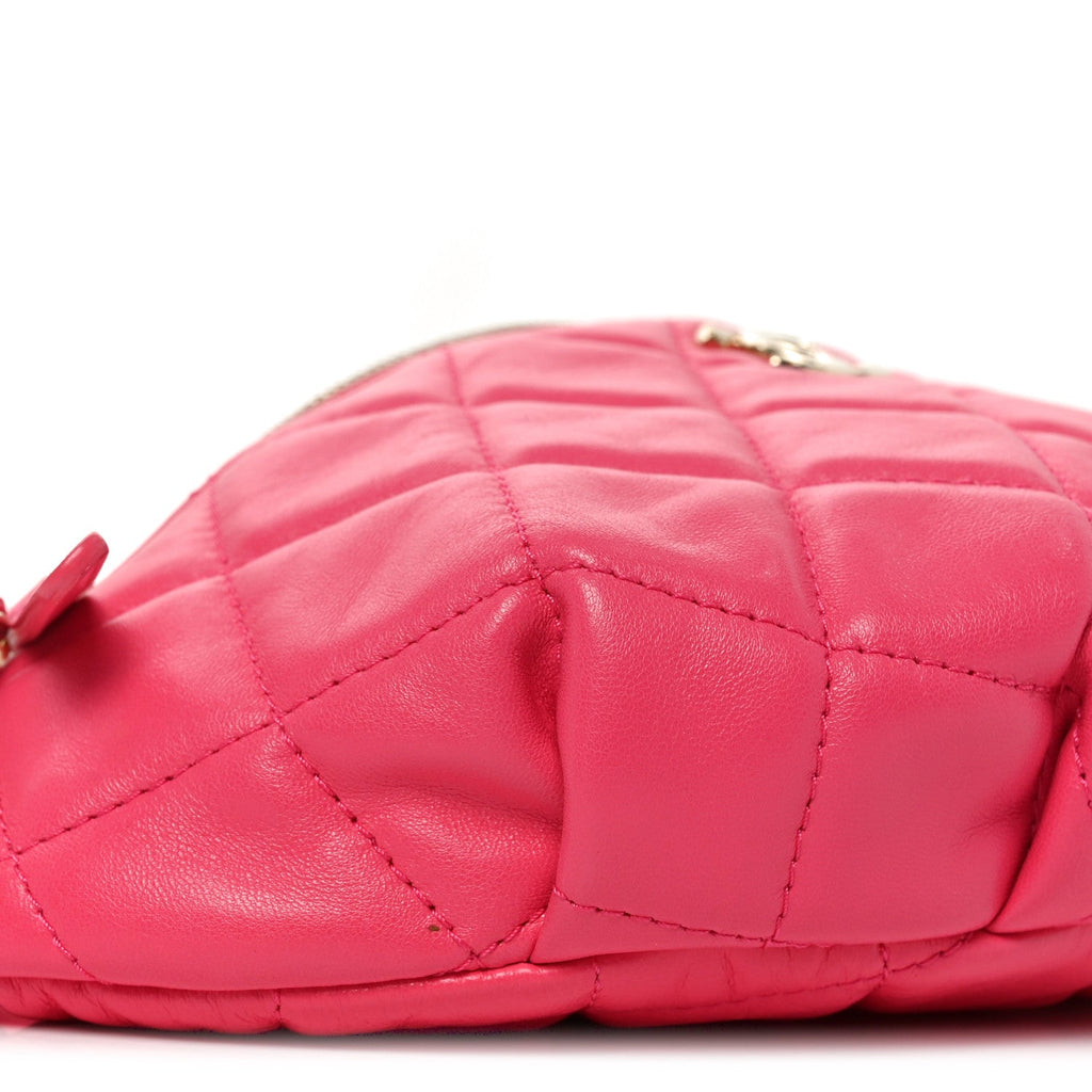 Lambskin Quilted Waist Bag Fanny Pack Pink