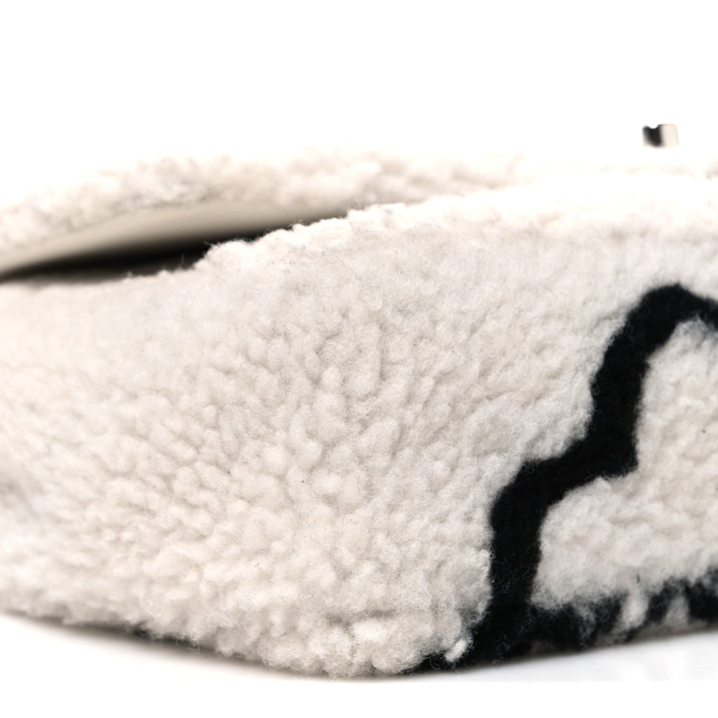 Wool Shearling Medium Single Flap White Black