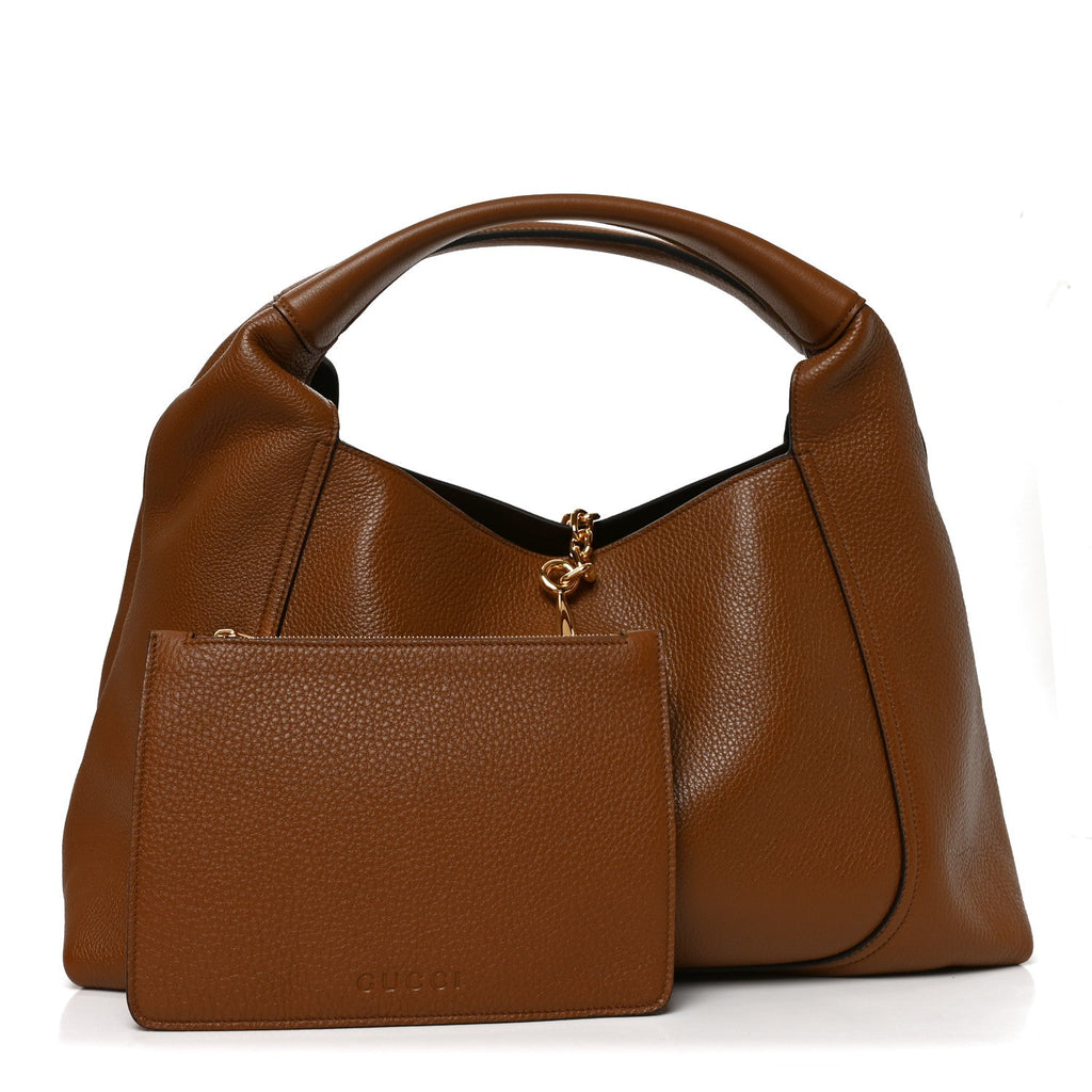 Grained Calfskin Softbit Maxi Shoulder Bag Brown
