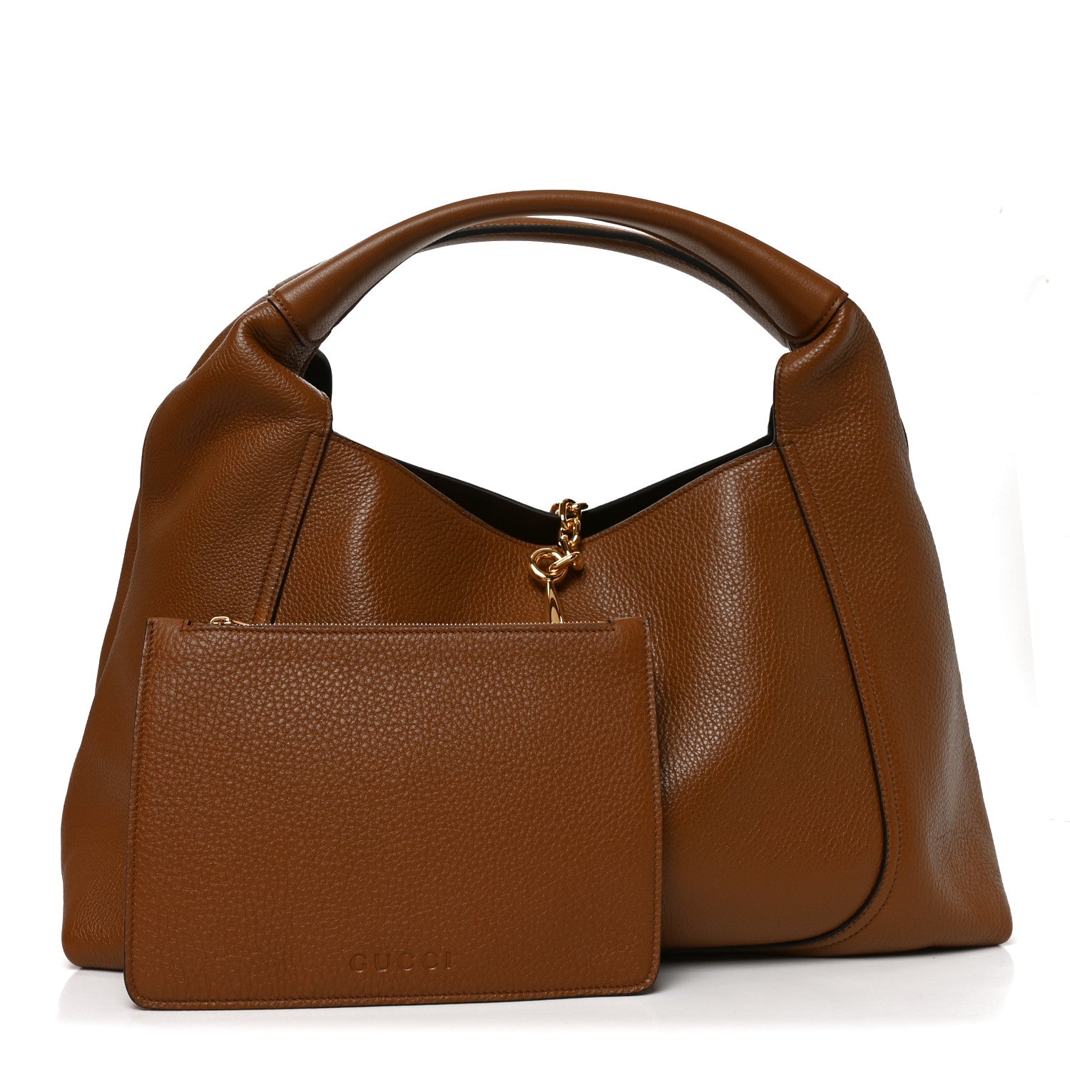 Grained Calfskin Softbit Maxi Shoulder Bag Brown