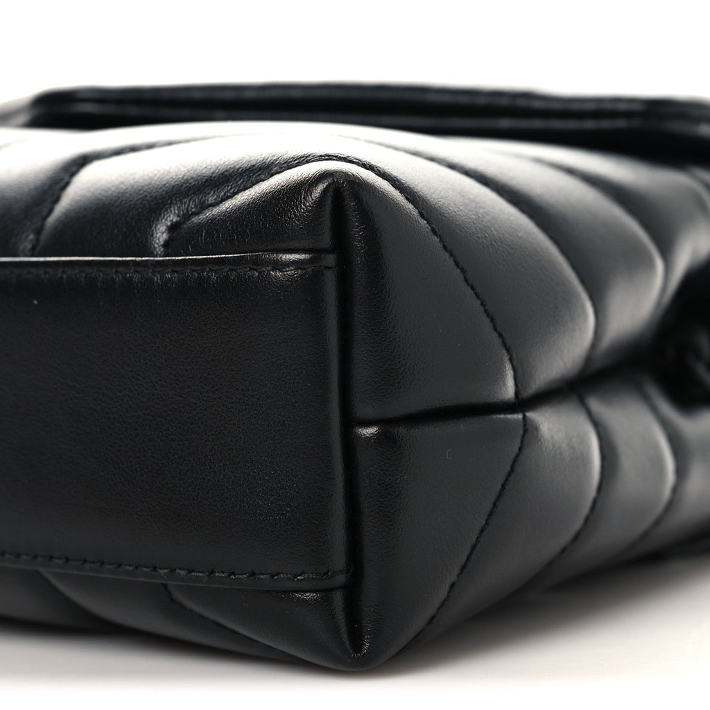 Calfskin Y Quilted Monogram Monochrome Toy Loulou Crossbody Bag Black