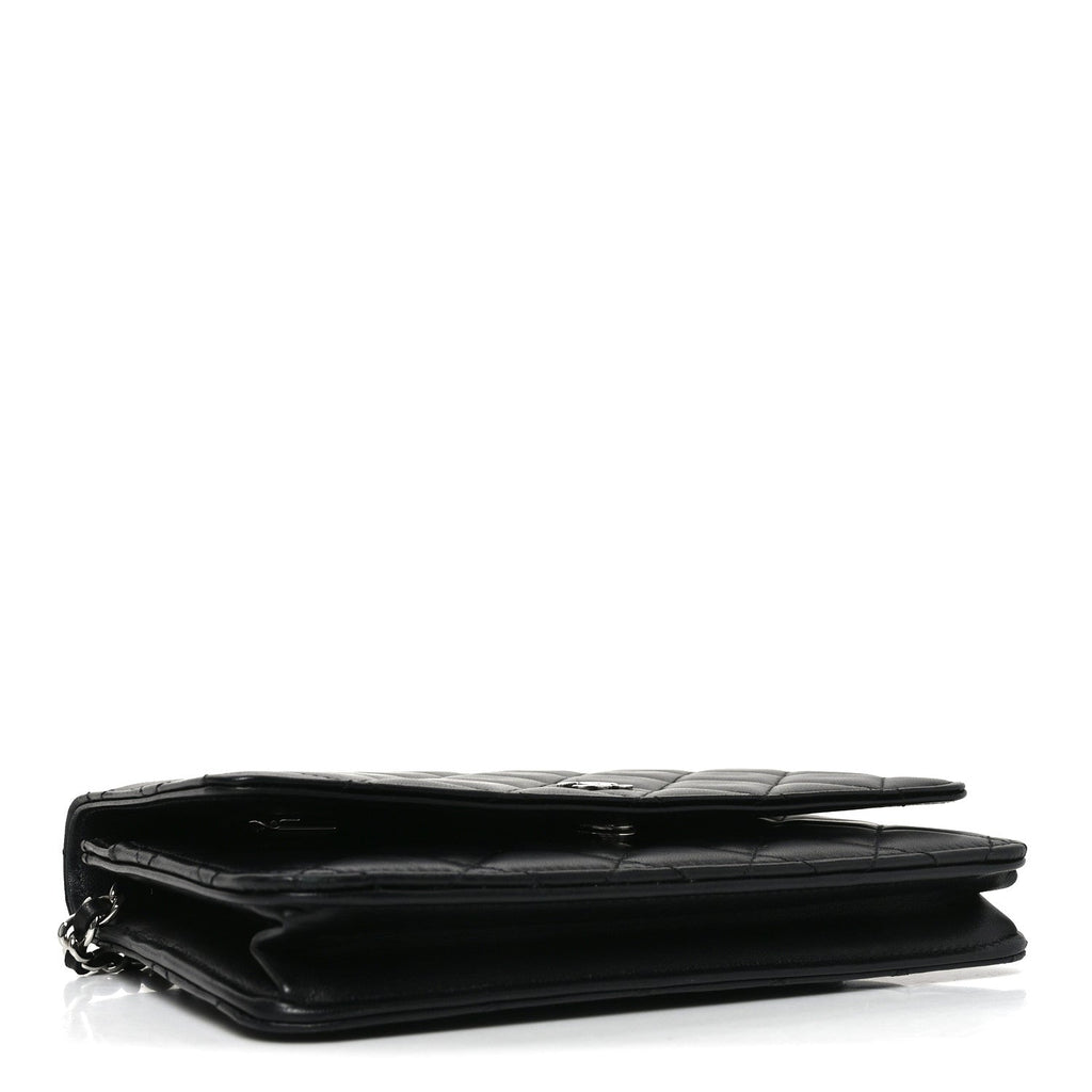 Lambskin Quilted Wallet On Chain WOC Black