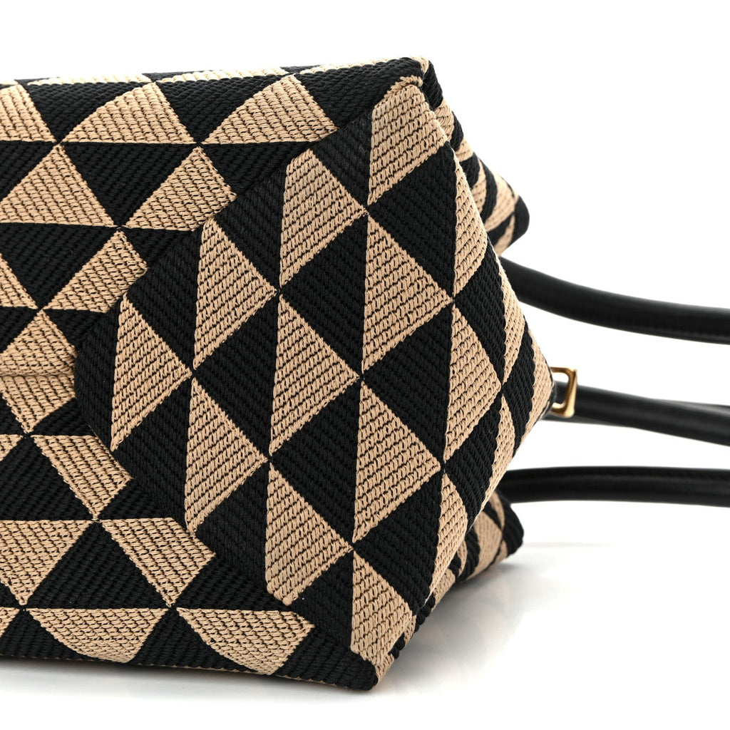Jacquard Triangolo Symbole Embroidered Small Shoulder Bag Black Corda
