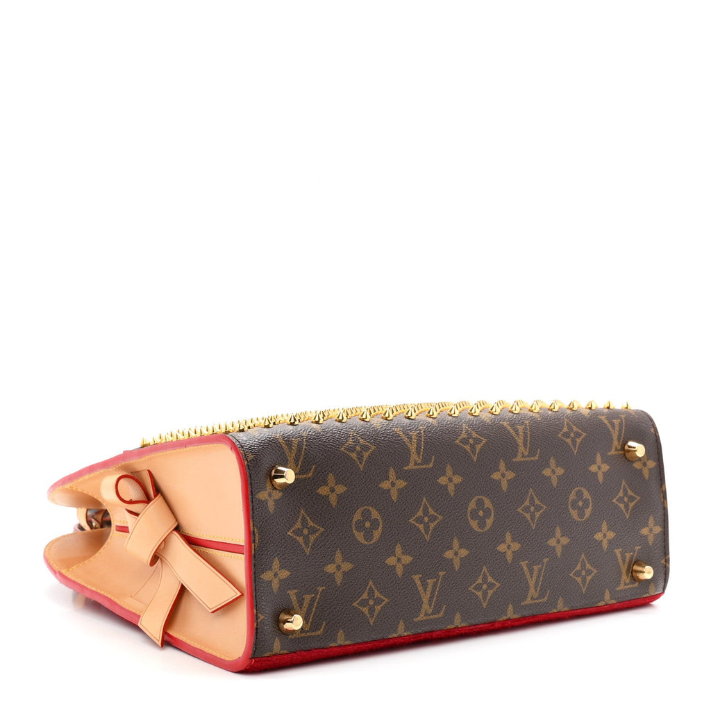 Monogram Calf Hair Spikes Iconoclasts Christian Louboutin Tote Red