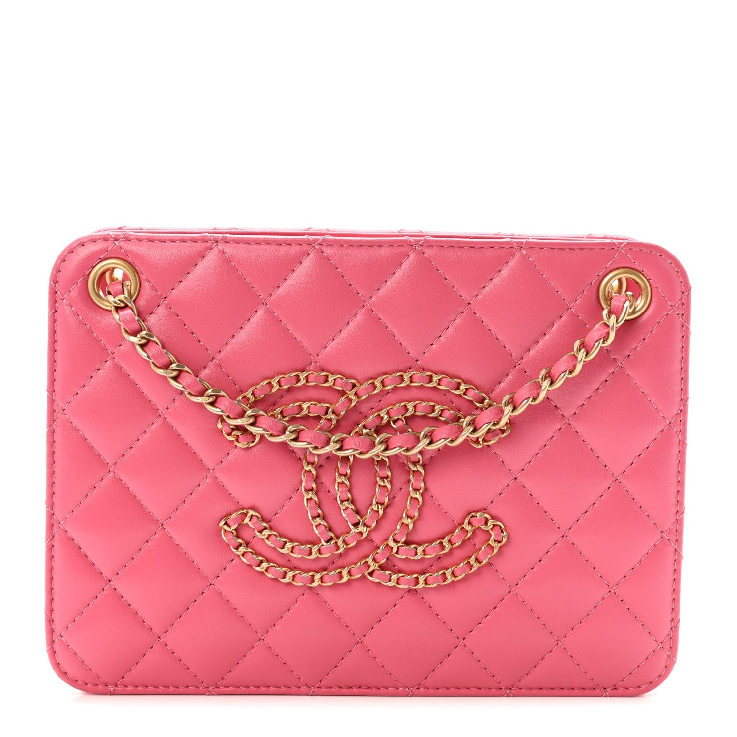 Calfskin Quilted CC Small Once Upon A Time Tote Pink