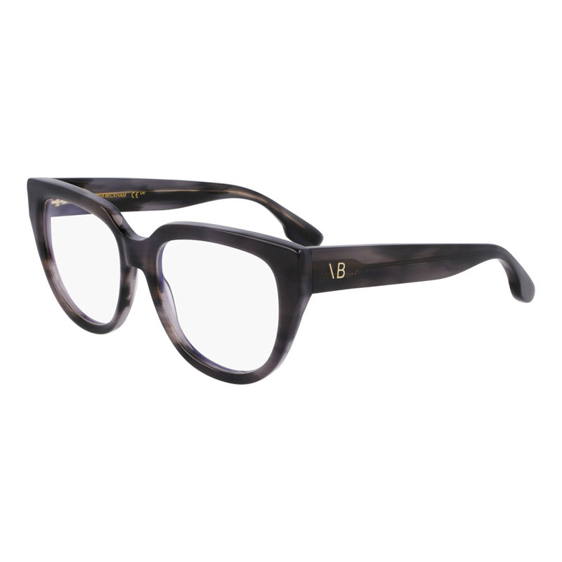 Victoria Beckham Eyeglasses Rectangle Full Rim, Striped Grey Frame and Clear Demo Lenses Lens VB2674036
