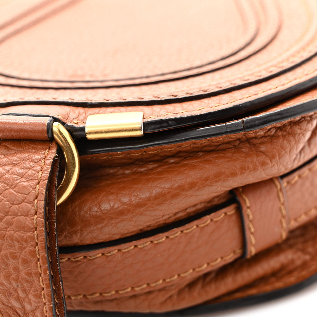 Calfskin Mini Marcie Round Crossbody Bag Tan