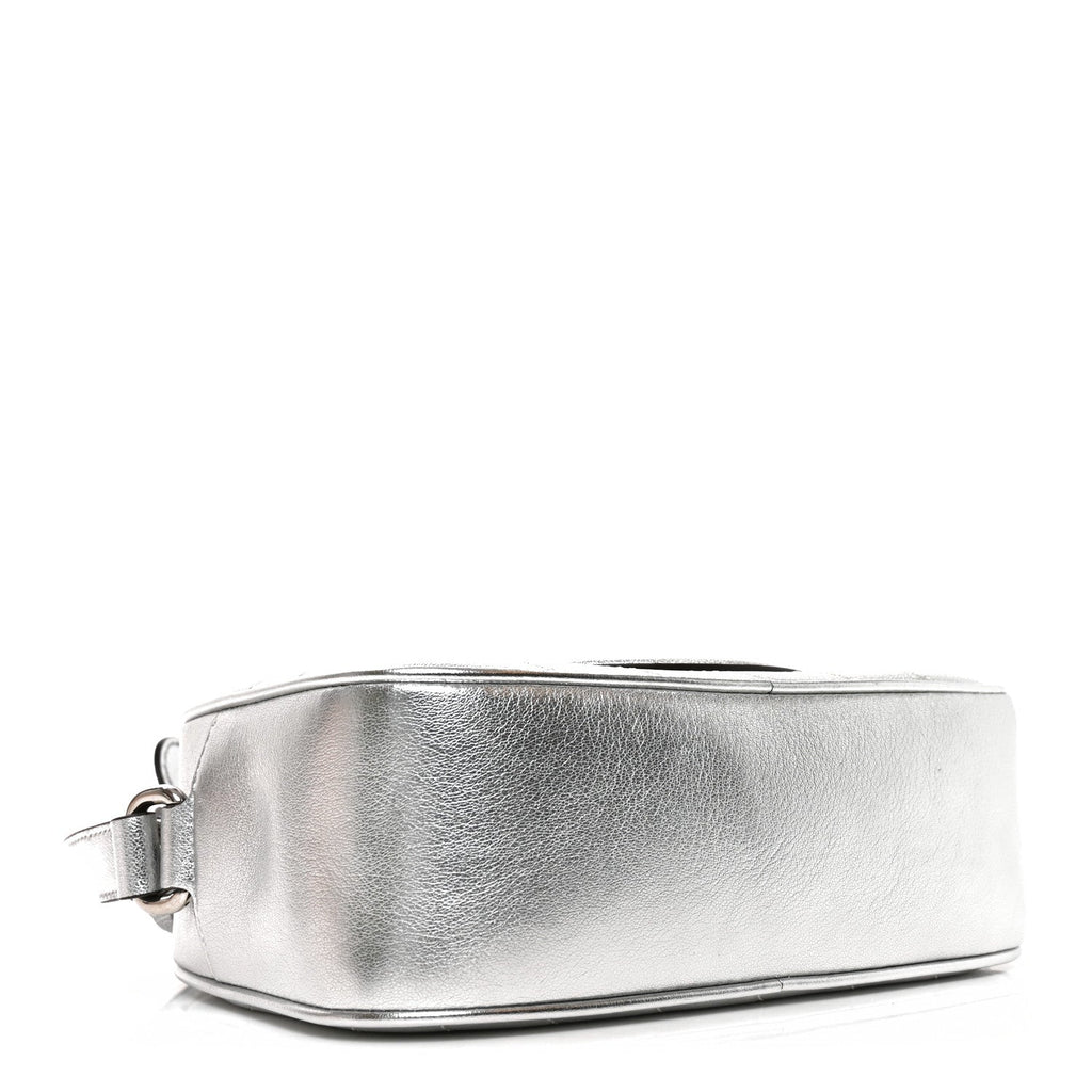 Metallic Sakai Be Green Calfskin Diagonal Stitched Small Blondie Shoulder Bag Silver