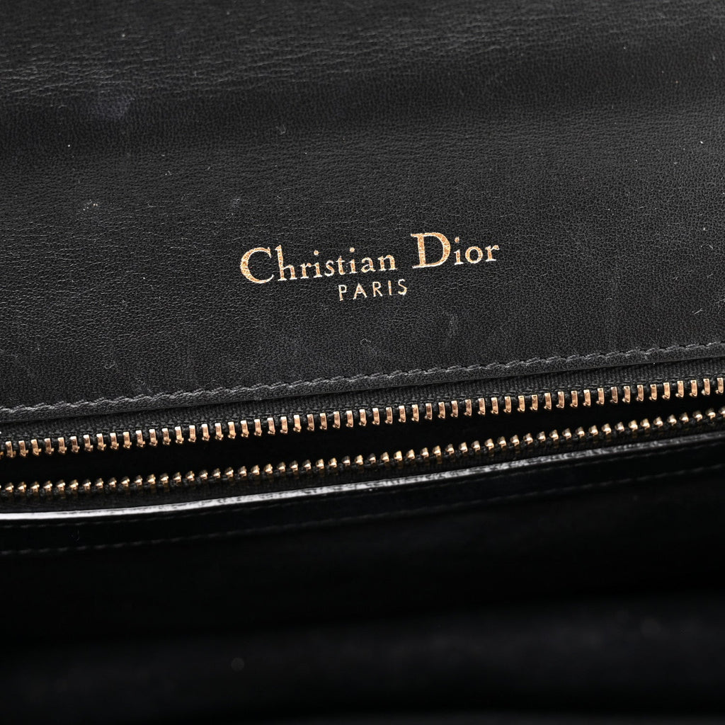 Lambskin Studded Medium Diorama Flap Bag Black