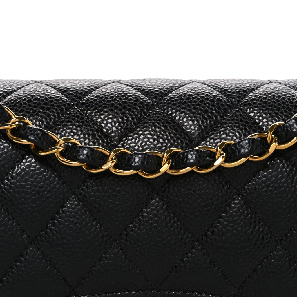 Caviar Quilted Small Double Flap Black