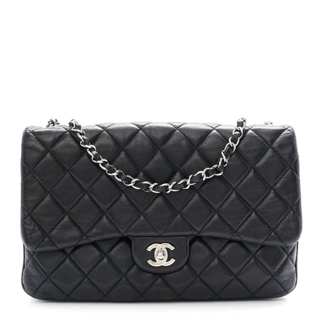 Lambskin Quilted Jumbo Chanel 3 Flap Navy