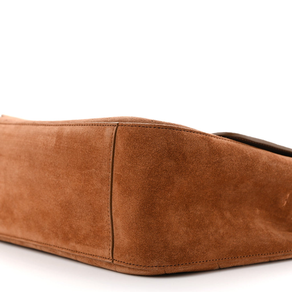 Suede Calfskin Small Souplissimo Maxi Flap Camel