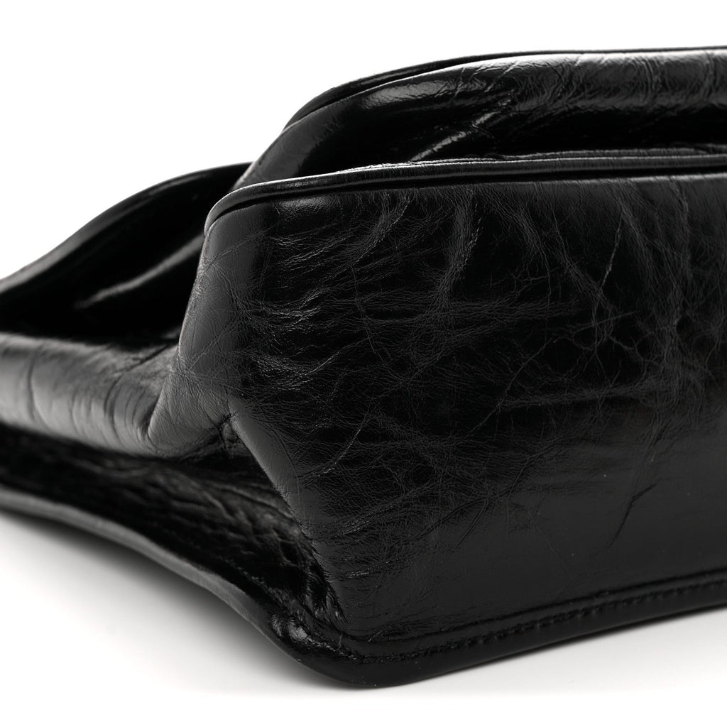 Crinkled Calfskin Matelasse Monogram Medium Niki Chain Satchel Black