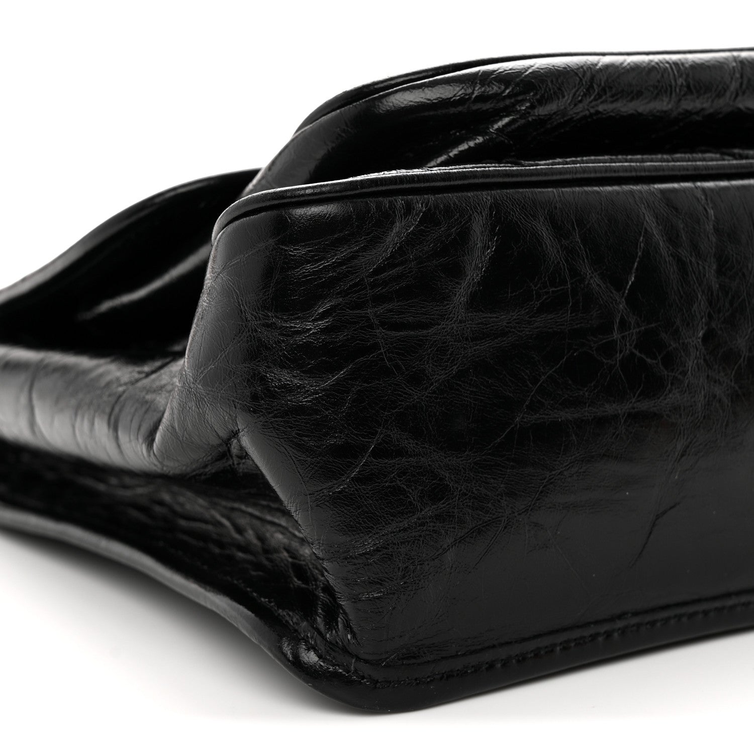 Crinkled Calfskin Matelasse Monogram Medium Niki Chain Satchel Black
