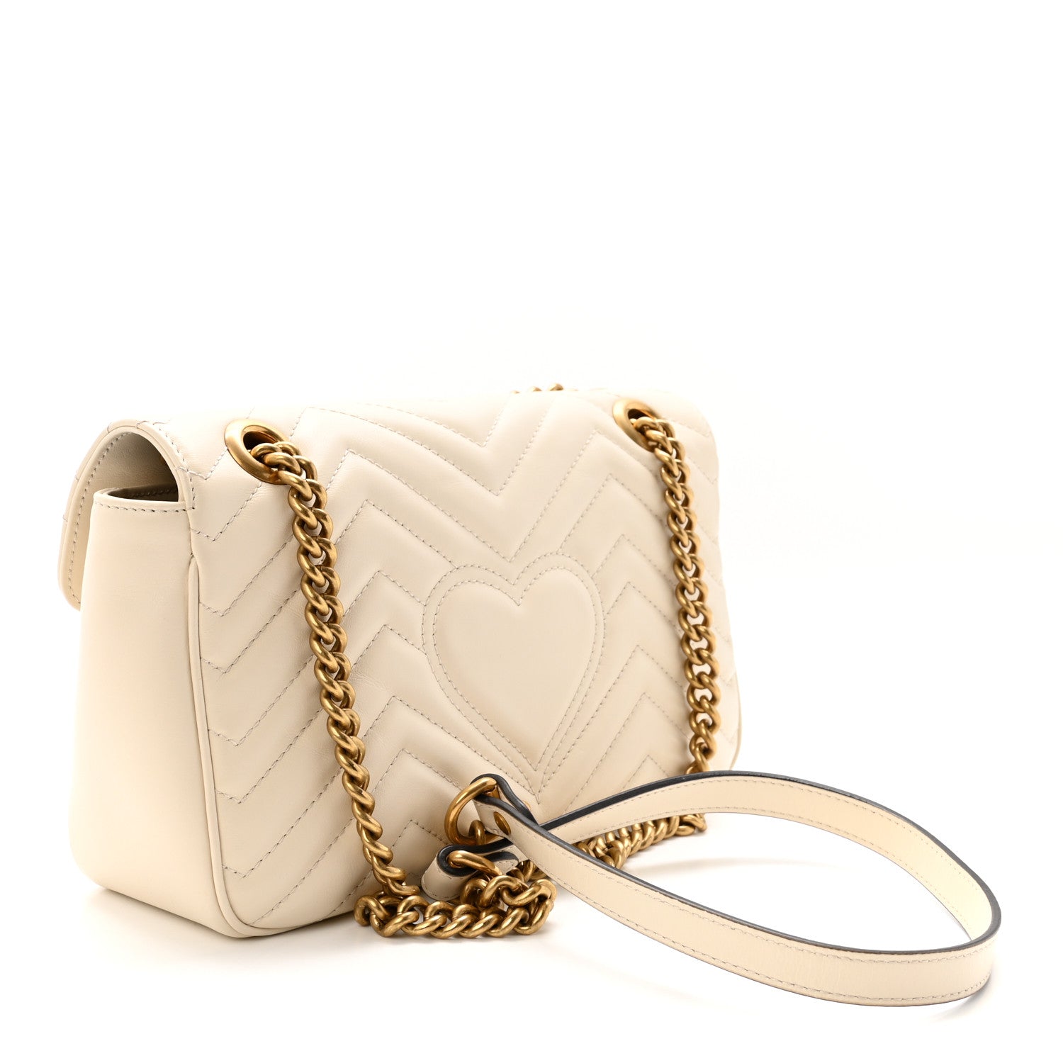 Calfskin Matelasse Small GG Marmont Shoulder Bag White