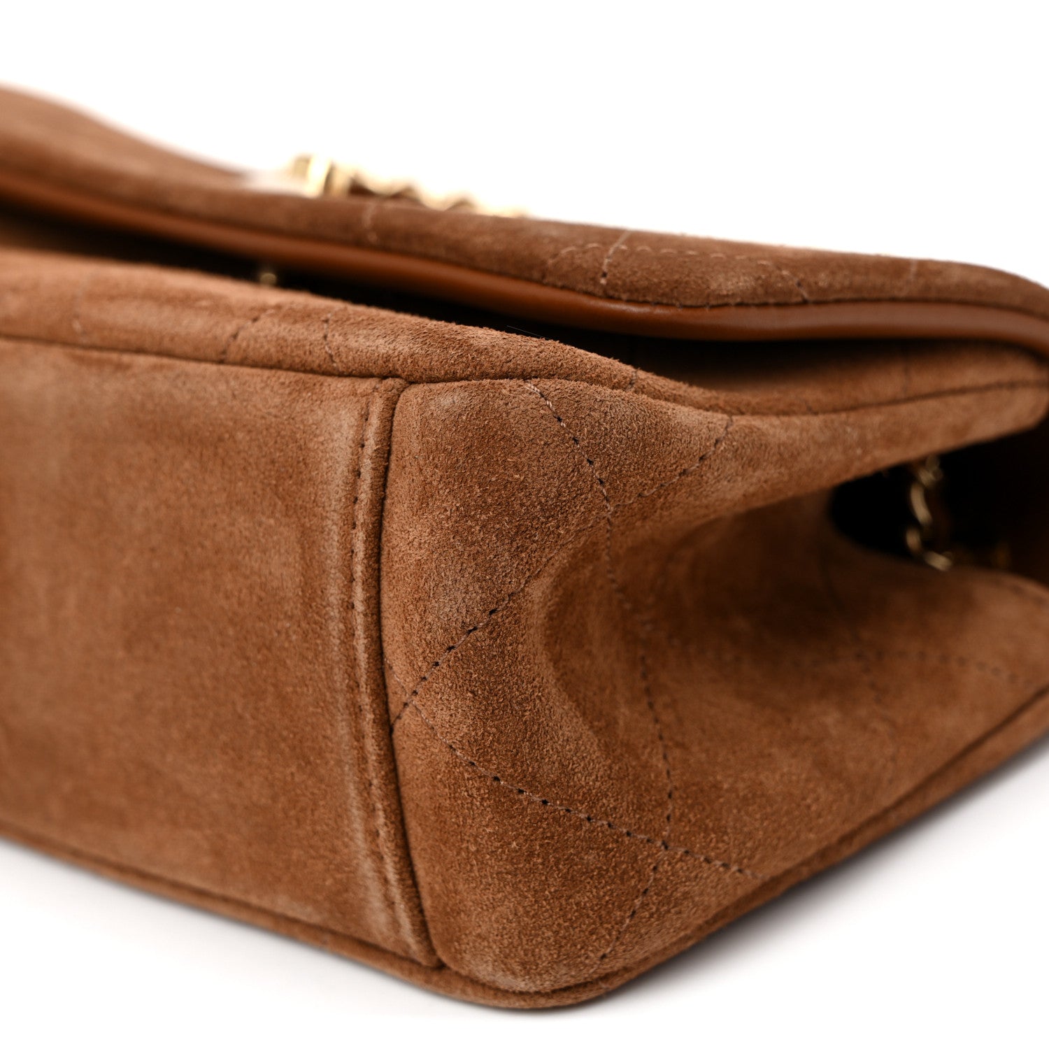 Suede Calfskin Quilted Small Eyes On You Flap Camel