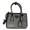 Satin Crystal Mini Galleria Double Zip Tote Metal