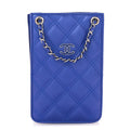Calfskin Quilted Crossbody CC Phone Holder Dark Blue