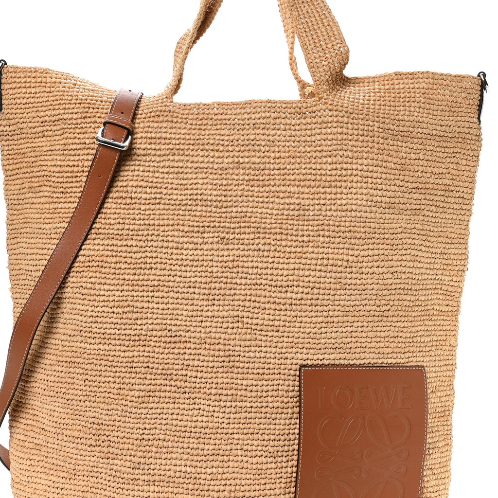 Raffia Paula's Ibiza Large Slit Tote Bag Natural Tan