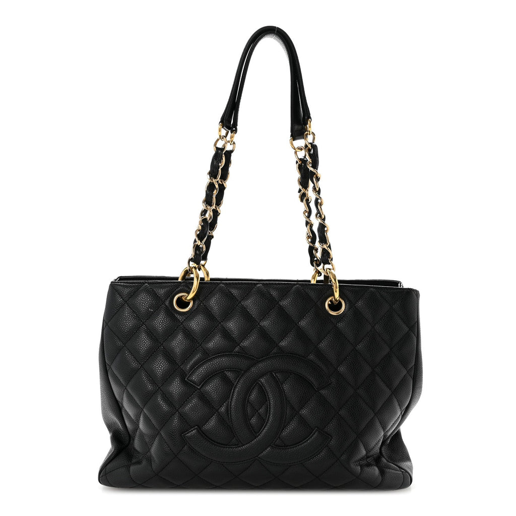 Caviar Quilted Grand Shopping Tote GST Black