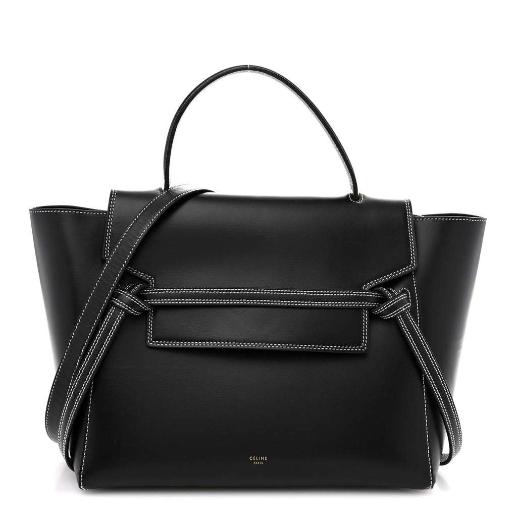 Smooth Calfskin Double Stitching Mini Belt Bag Black