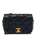 Calfskin Quilted Mini Nailed CC Flap Bag Blue