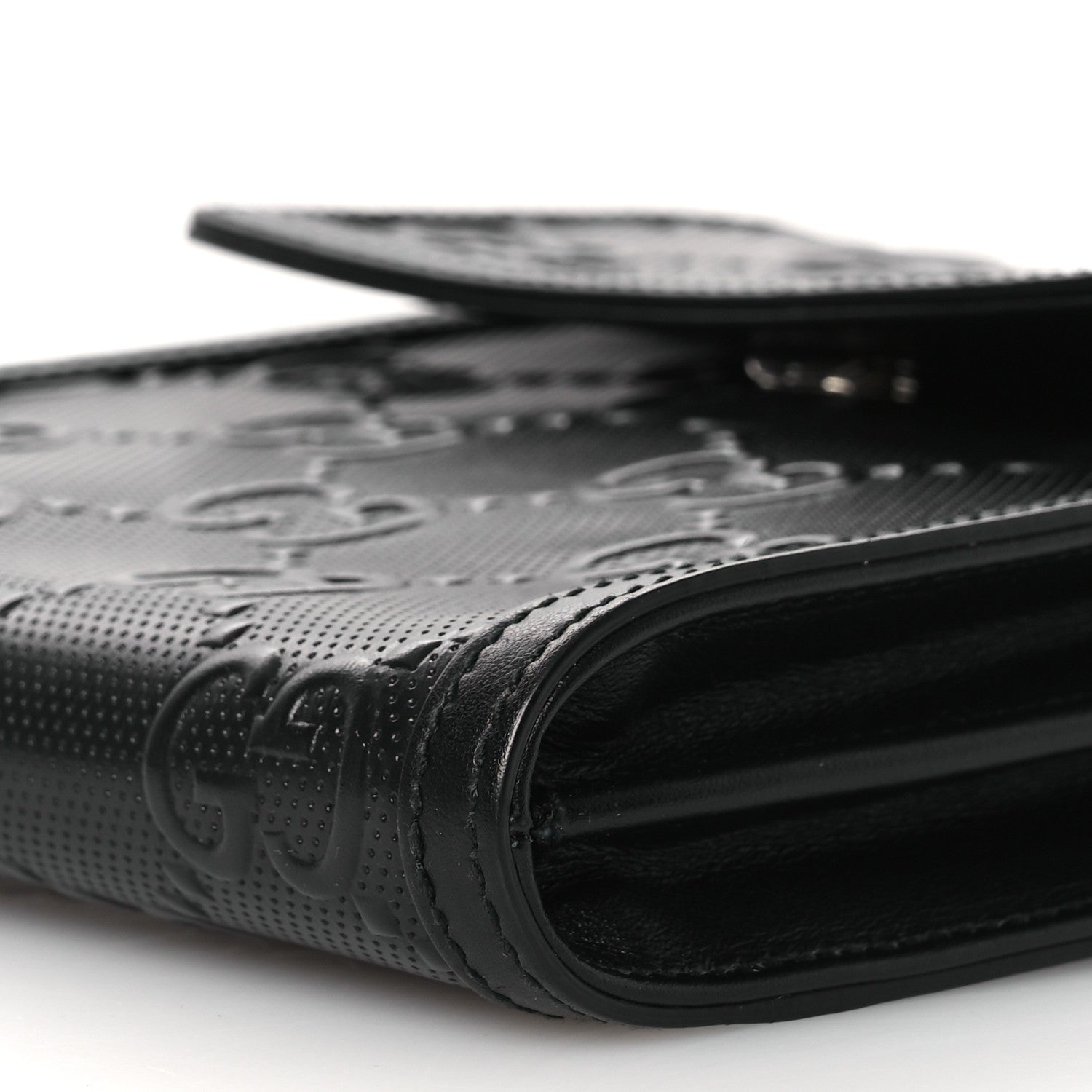 Calfskin GG Tennis Embossed Messenger Bag Black