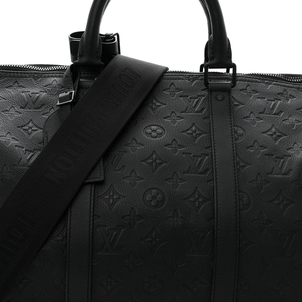 Calfskin Shadow Monogram Keepall Bandouliere 50 Black