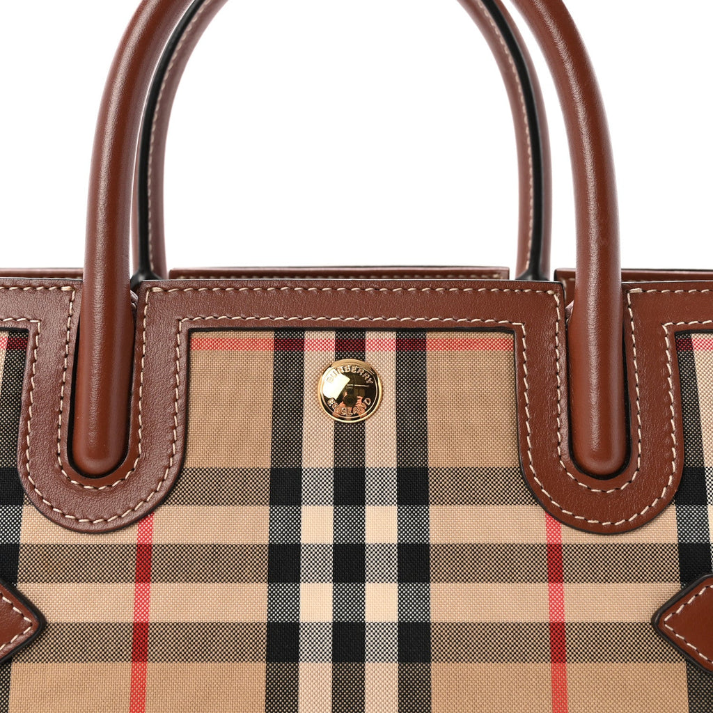 Calfskin Vintage Check Mini Two Handle Title Bag Archive Beige